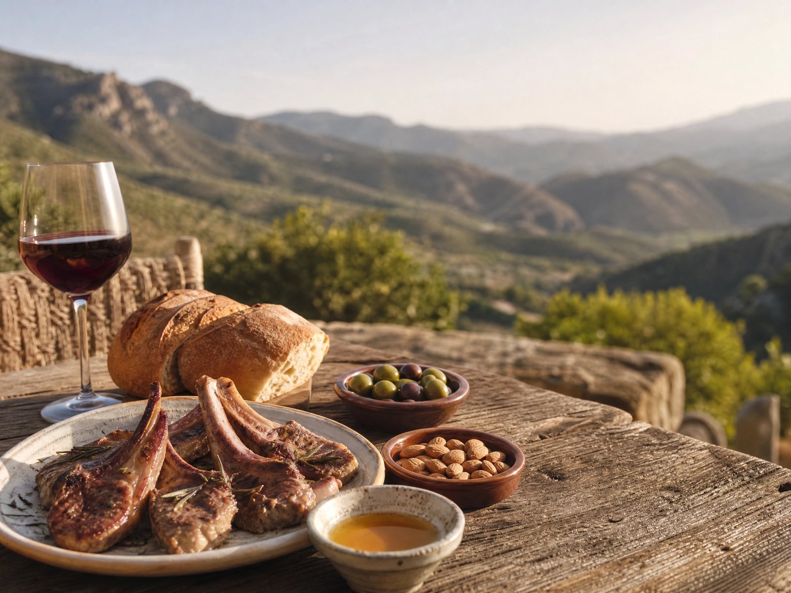 Mesa de cocina local con paisaje